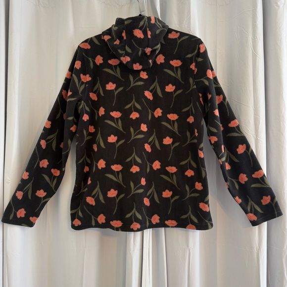 O’Neill Josie Floral Fleece Half Zip Hooded Pullover Black Pink Women’s Medium - Picture 3 of 9